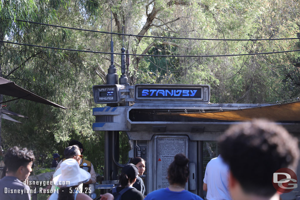 5:05pm - 35 min wait posted for Star Wars: Rise of the Resistance