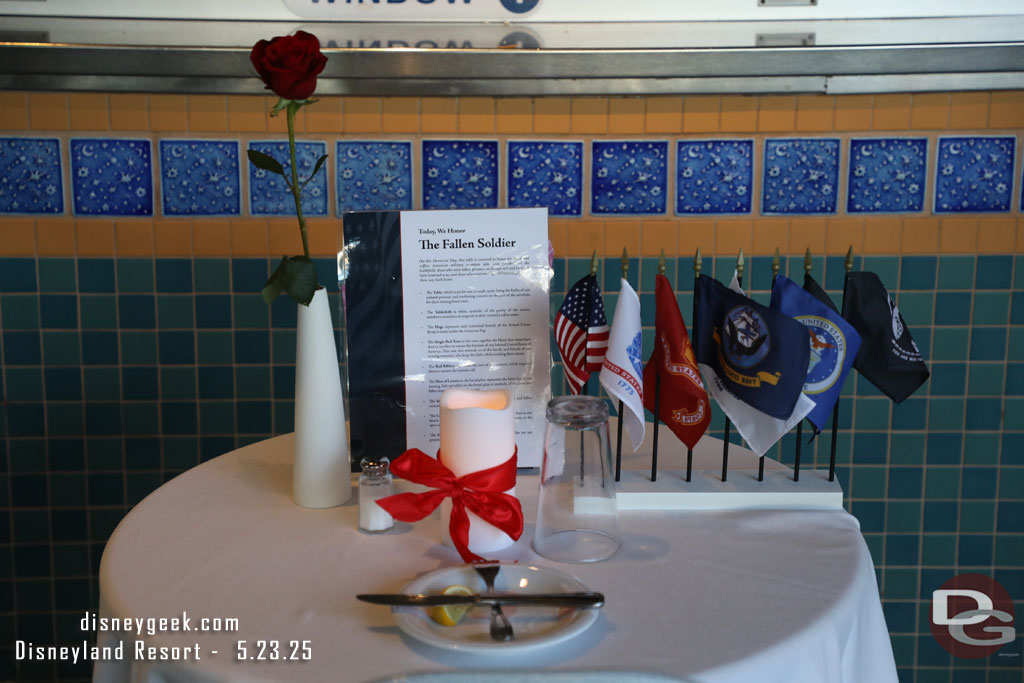 The Fallen Soldier table at Galactic Grill for Memorial Day weekend.