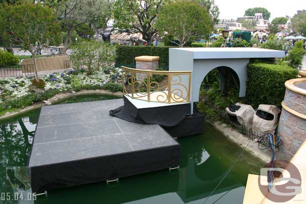 A stage set up on the castle moat