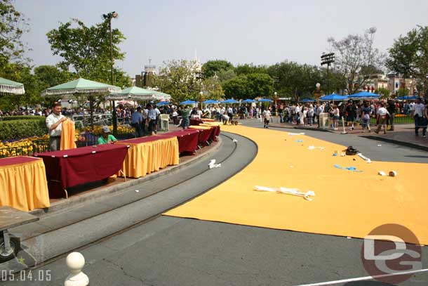 The Gold Carpet being installed for the evening event