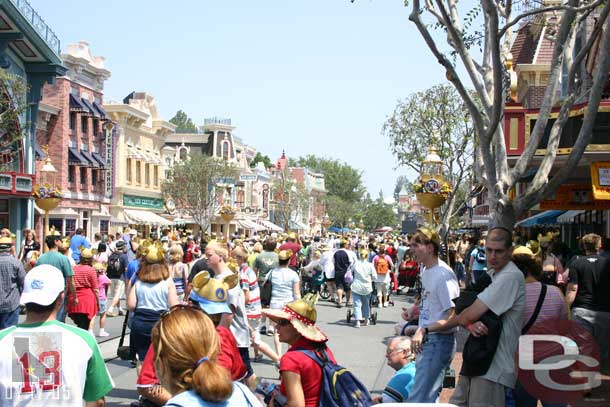 The crowd on Main Street still milling around after the 10am ceremony