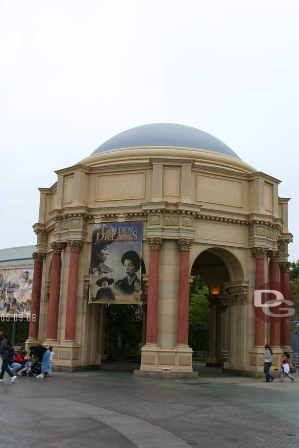 The walls and tarps are finally down on the Golden Dreams entrance