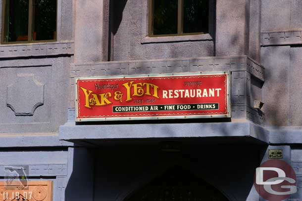 The entrance to the new Yak and Yeti Restaurant