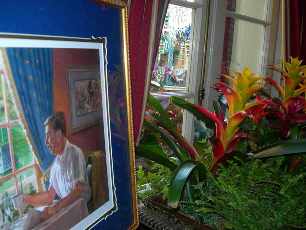 A picture of Walt sitting in Club 33(the curtains in his picture are identical to the ones hanging near our table which looked out onto the Rivers of America)