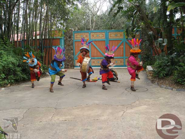 A group performing on Discovery Island.