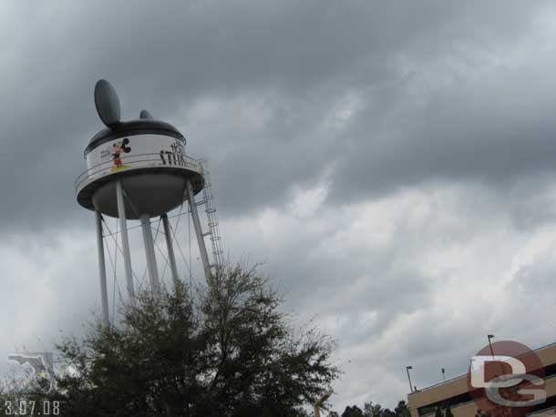 The water tower has the new logo on it.