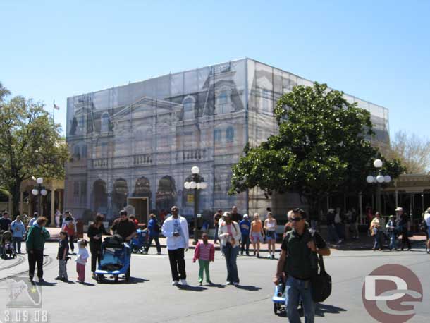 City Hall was behind tarps too.