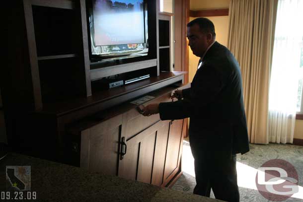 Under the TV is a murphy bed