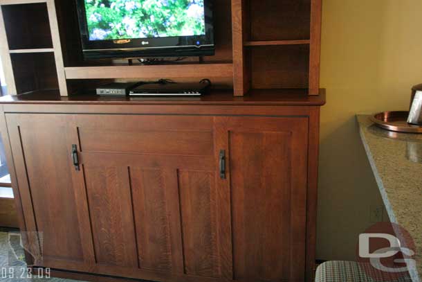 The TV stand in the room