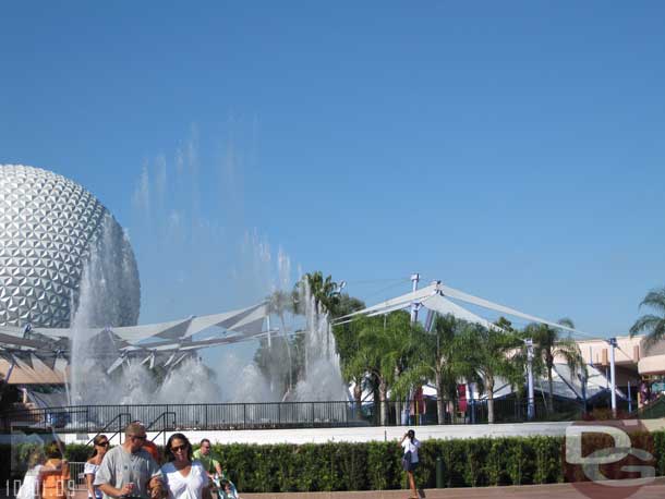 Here you can see some of the railing work and plants around the fountain (this has changed over the past several months)