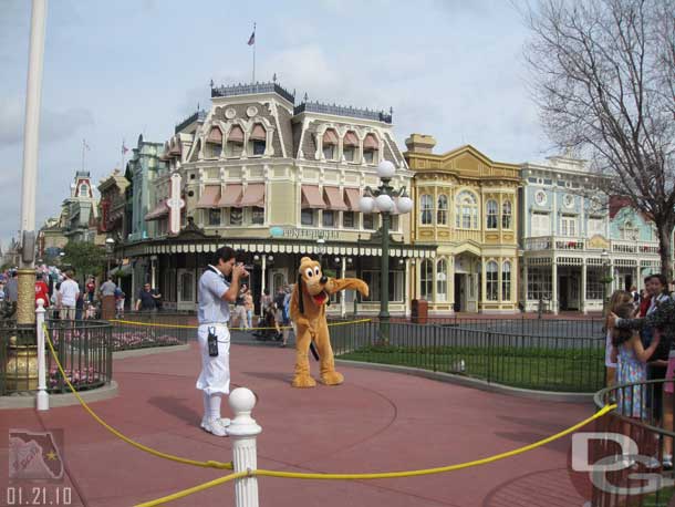 Pluto and Daisy were out in Town Square for pictures.