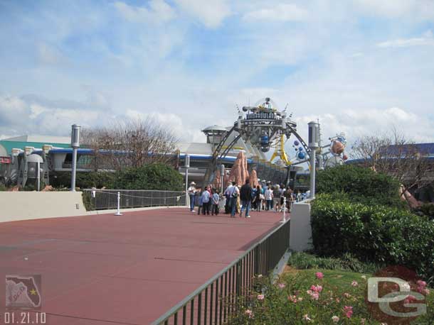 Looks like they were painting the rails on the walkway to Tomorrowland