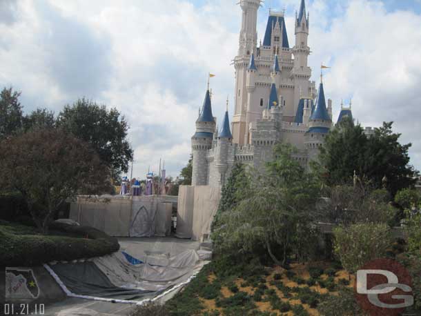 They have some scaffolding and tarps up near the Castle