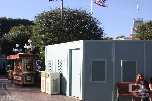 A quick check in on Main Street before the Flag Retreat.  Work is still going on near the ODV carts in Town Square.