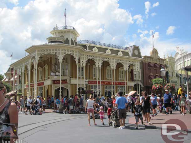 A fair number of guests on Main Street.