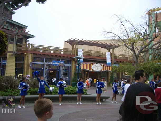 A cheerleading squad in Downtown Disney as you neared the finish line.