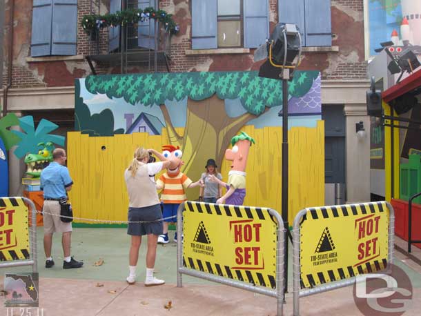 Phineas and Ferb out at their Meet and Greet location.