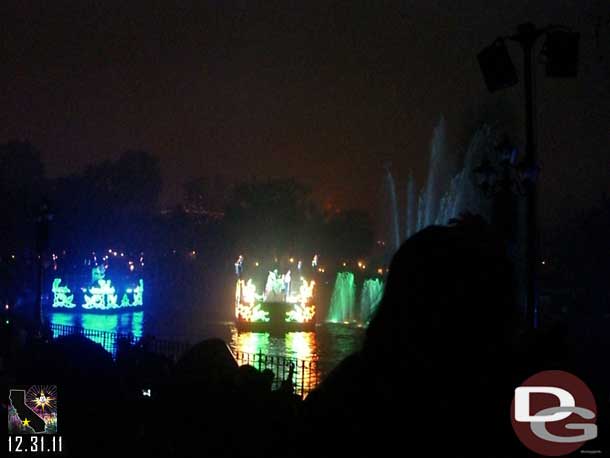 Fantasmic was going on along the Rivers of America (the midnight show was cancelled due to fog)