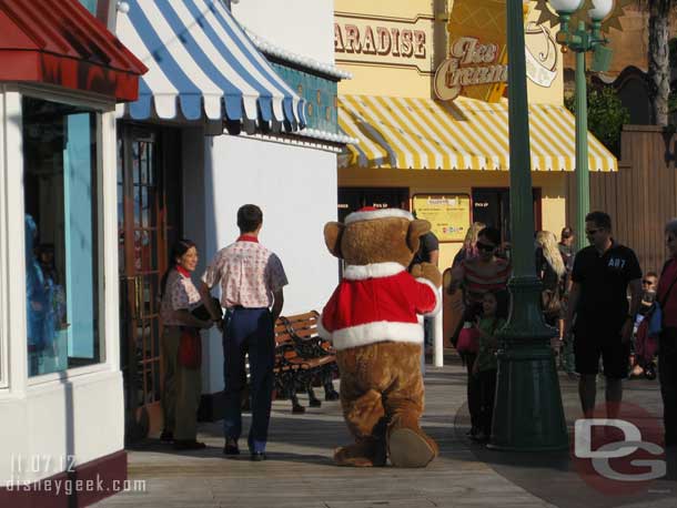 Duffy was heading in, but as you can see he has his Christmas outfit on.