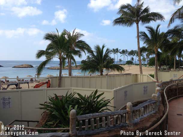 Looking down toward the beach from the other side of the work.