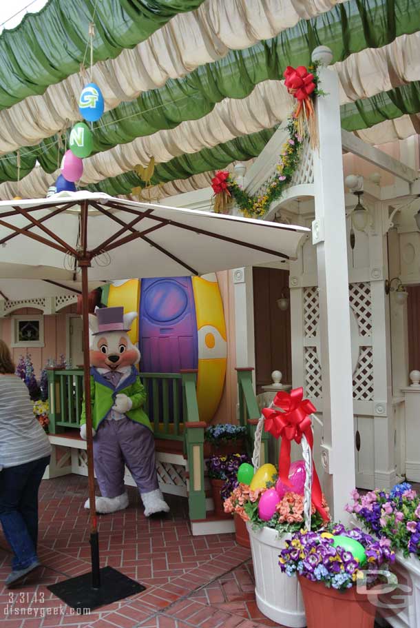 The Easter Bunny was set up in Town Square for pictures