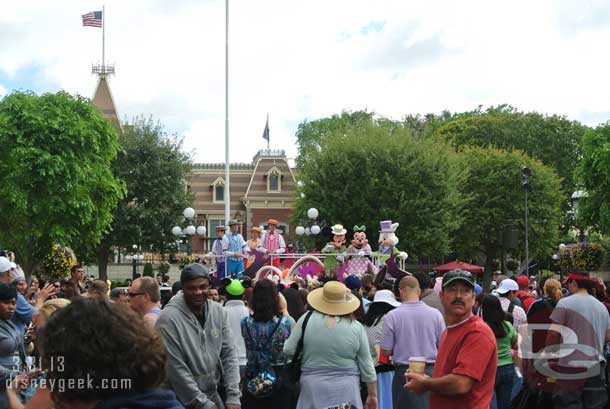 In the afternoon the Dapper Dans, Mickey, Minnie, the Easter bunny, and assortment of other Disney rabbits lead the crowd on Main Street in the Hop.  