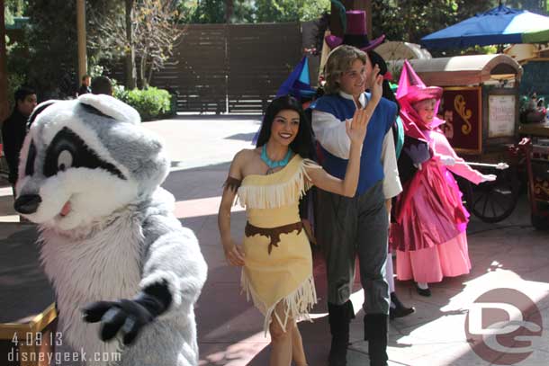 Pocahontas, Meeko, John Smith, and Gov Ratcliffe