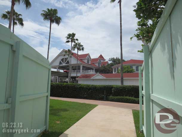 A path through the construction walls gave a nice view of the Monorail station.