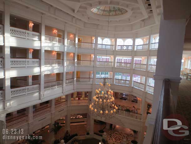 Looking around from an upper floor of the lobby building.