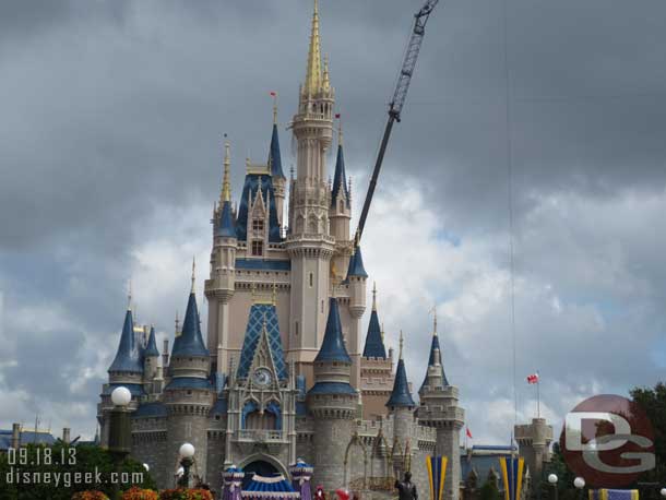 The large crane is installing Christmas lights already.