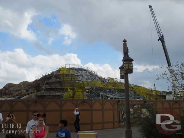 The Seven Dwarfs Mine Coaster is inching along toward its 2014 completion date.