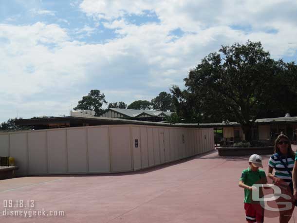 The monorail side of the turnstiles was blocked off being converted to the new entrance style.