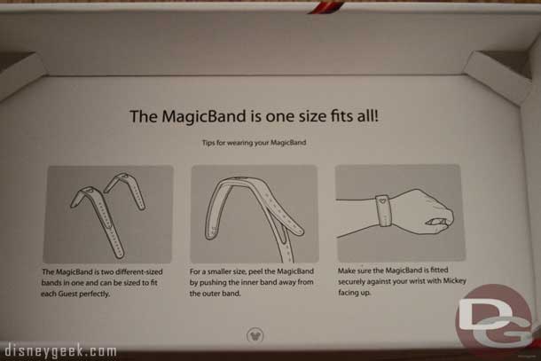 In addition to the MagicBands, inside the box these simple instructions.