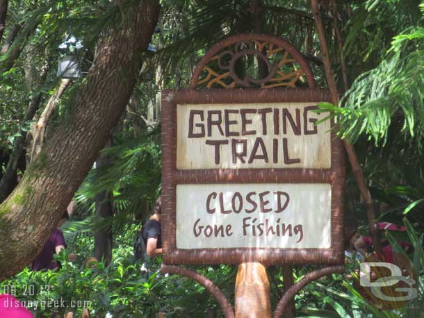 Mickey and Minnie have left their greeting trail and are now on Discovery Island.  Their trails are closed.