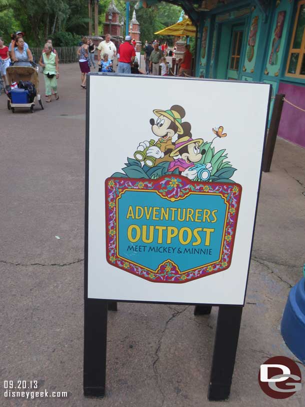 A sign for Mickey and Minnie at their new outpost on Discovery Island.