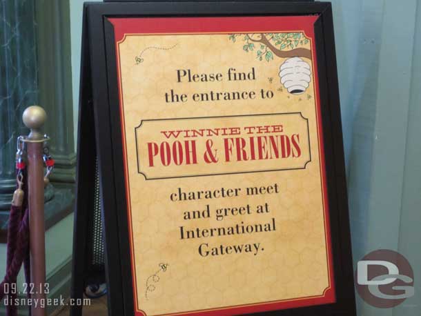 The Pooh meet and greet has moved to the International Gateway.