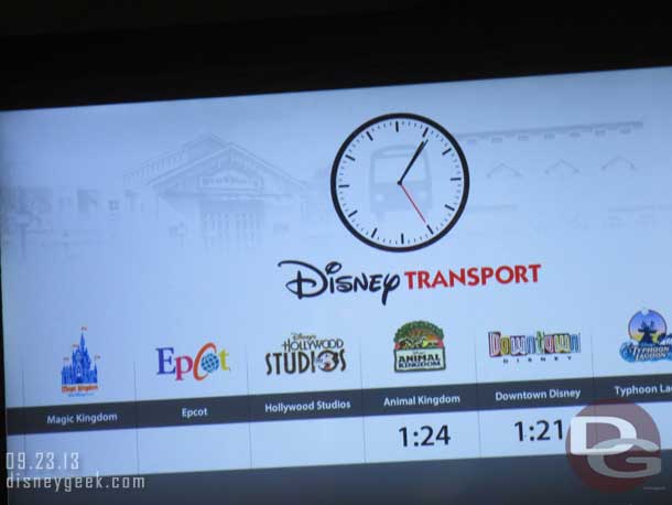 At the Port Orleans Bus stop they had an LCD screen with arrival times of the next bus to different destinations.