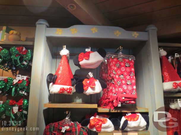 Christmas merchandise is out in many of the shops around the parks.