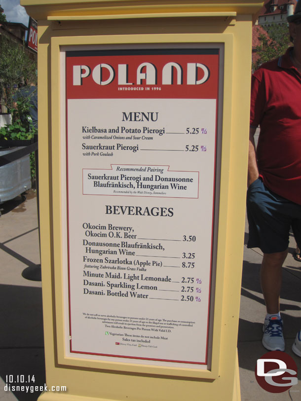 The Poland marketplace menu