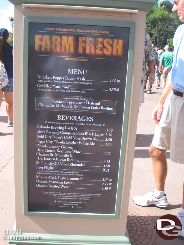 The Farm Fresh marketplace menu -- This is a new Marketplace for 2014