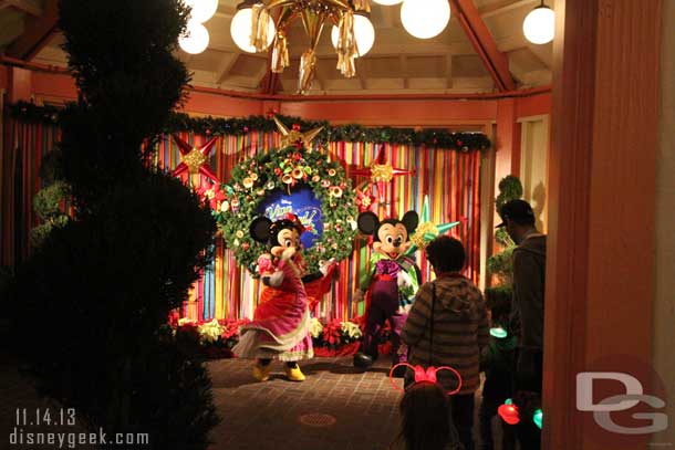 Mickey and Minnie out for pictures.