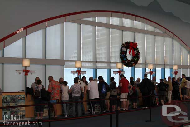 A wreath over the check in area.