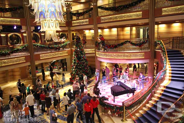 Waiting for the King Triton Tree Lighting Decree a trio out performing some Christmas favorites.