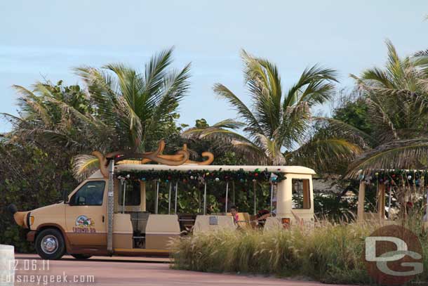 The tram was decked out for the season.