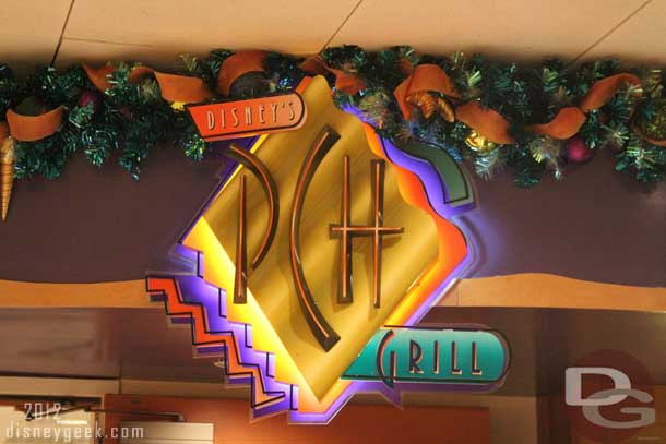 We start off our tour at the Paradise Pier Hotel.  The PCH Grill.