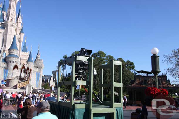 They were set up for the taping of the annual Christmas Day parade (sorry to ruin your thoughts, but they tape it the first weekend of December (Disneyland tapes it in early November usually)
