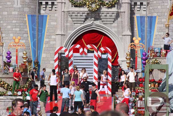 Rehersal for the upcoming Miley Cyrus shoot was going on in front of the Castle