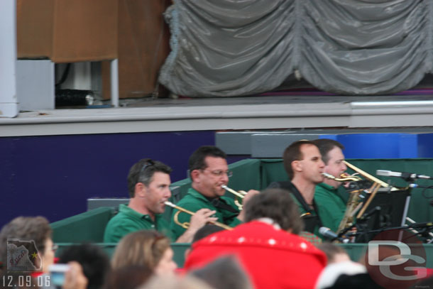 The band warming up (nice to see a live band at a Disney stage show again)