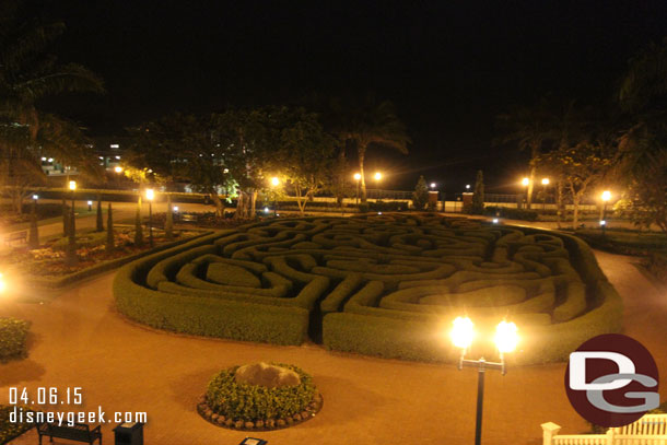 Looking out the lobby windows you can see a maze and not much else this evening.