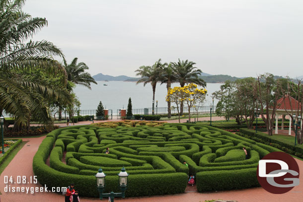 Decided to walk out the back door of the Hong Kong Disneyland Hotel where the maze is.  There were a couple kids enjoying it already.